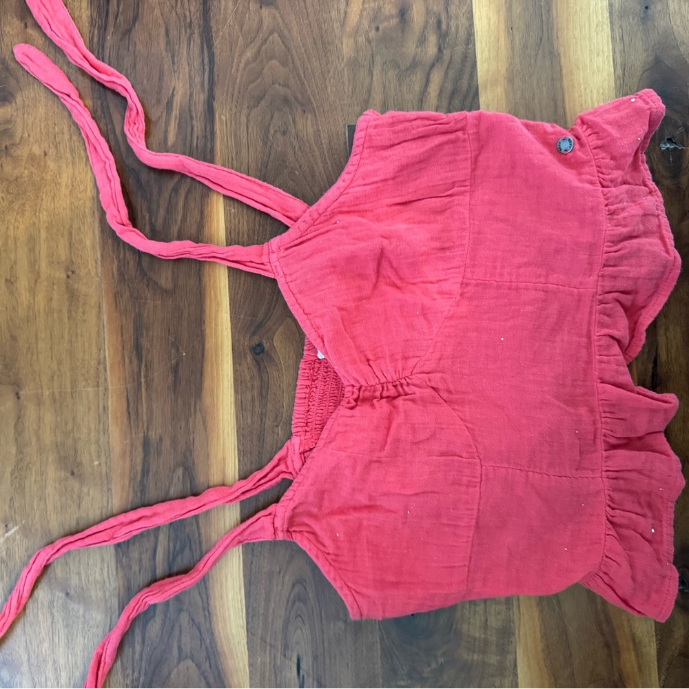 Red Sleeveless Ruffle Top